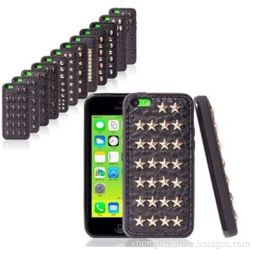 New phone cover pentacle rivet case protective wild style for iPhone 5C